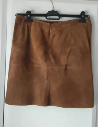 Falda de piel auténtica mujer marrón