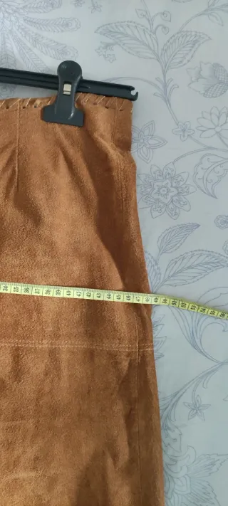 Falda de piel auténtica mujer marrón