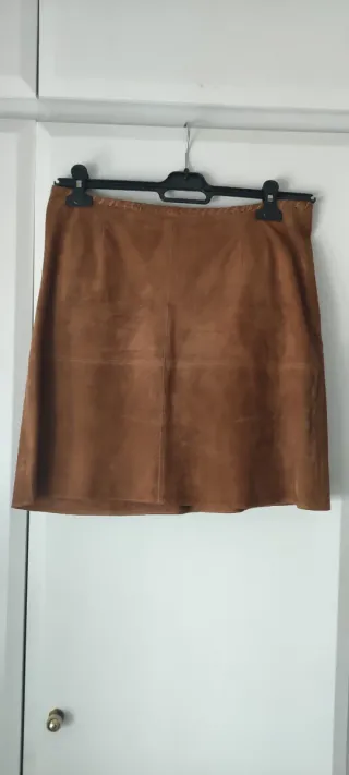 Falda de piel auténtica mujer marrón