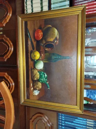 Cuadro antiguo bodegón frutas