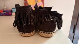 Botines Zara flecos piel marrón T40