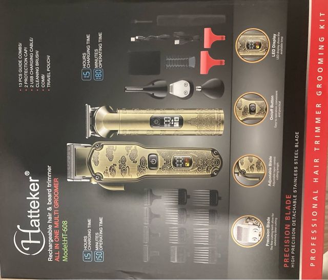 Tagliacapelli e barba ricaricabile Hatteker HT-608 Oro