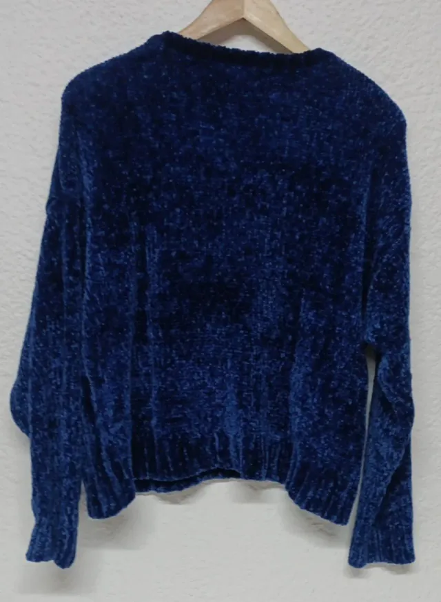 Jersey chenilla azul Pull&Bear Talla M-L