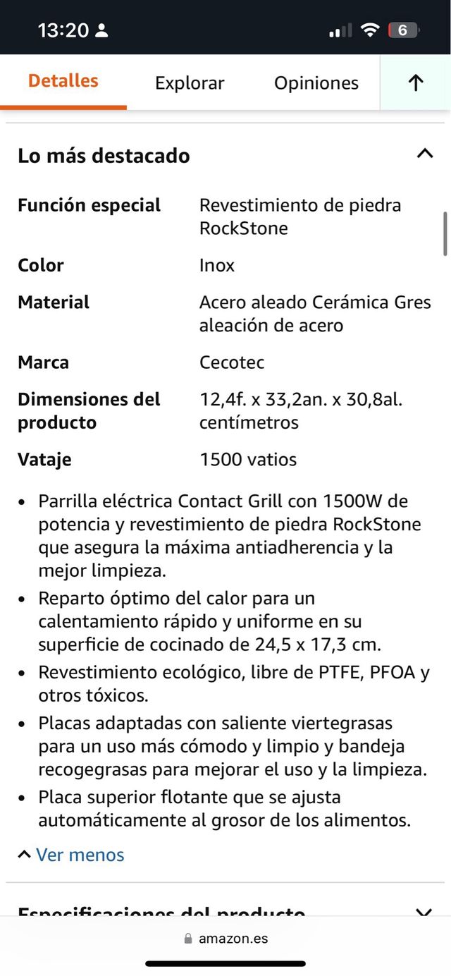 Cecotec Rock'nGrill Rapid Parrilla Eléctrica