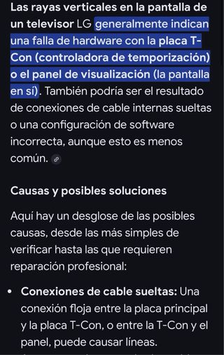 TV LG 47LB671V con rayas verticales