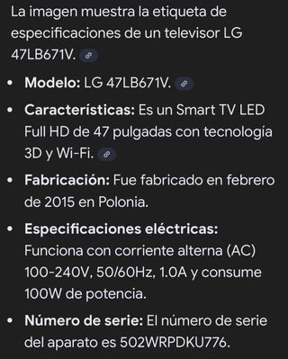 TV LG 47LB671V con rayas verticales