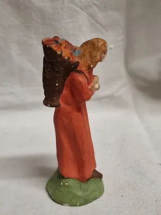 Statuina Presepio Gesso Viandante Cesto Frutta