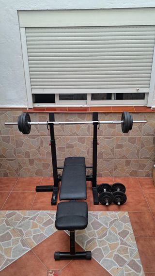 Banco de pesas y saco boxeo 50 kg