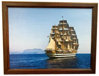 Stampa Amerigo Vespucci con cornice noce cm 30X40