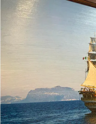 Stampa Amerigo Vespucci con cornice noce cm 30X40