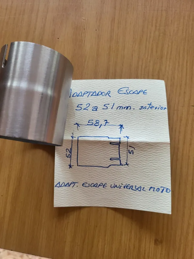 Adaptador Tubo Escape Moto 52-51mm