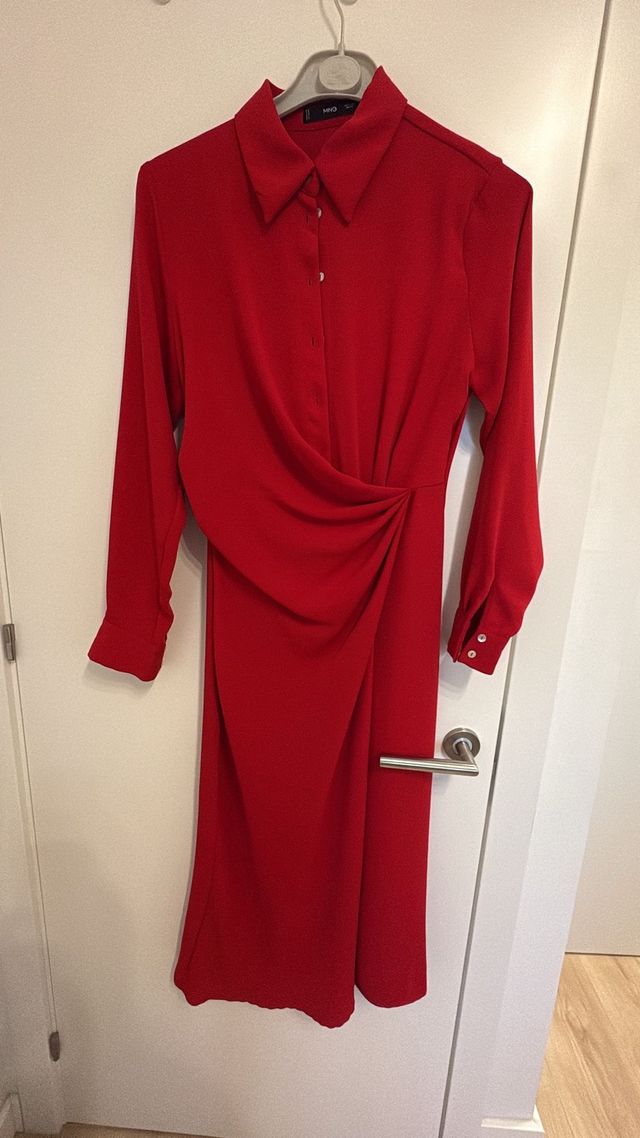 Vestido Mango Rojo Drapado
