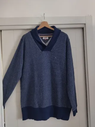 Maglione Tommy Hilfiger Blu e Bianco M grande