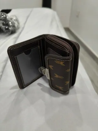 Monedero billetero Yanko marrón y dorado