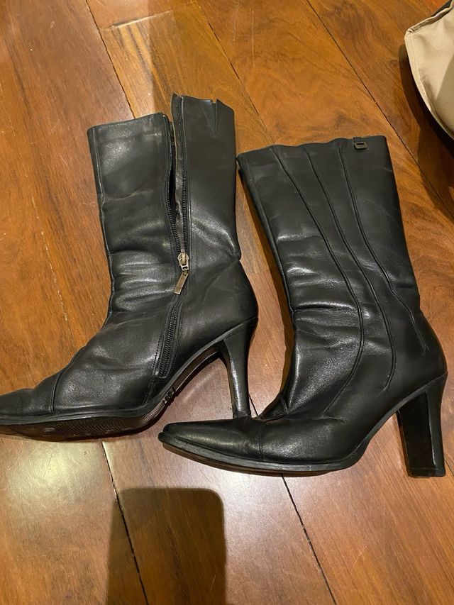 Botas altas tacón piel negras talla 37