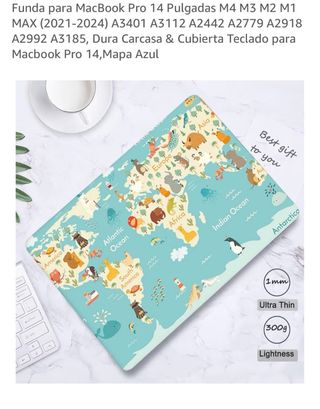 Funda Carcasa MacBook Pro 14 Mapa Azul