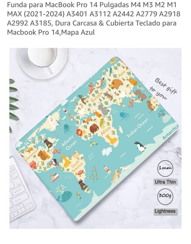 Funda Carcasa MacBook Pro 14 Mapa Azul