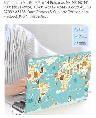 Funda Carcasa MacBook Pro 14 Mapa Azul