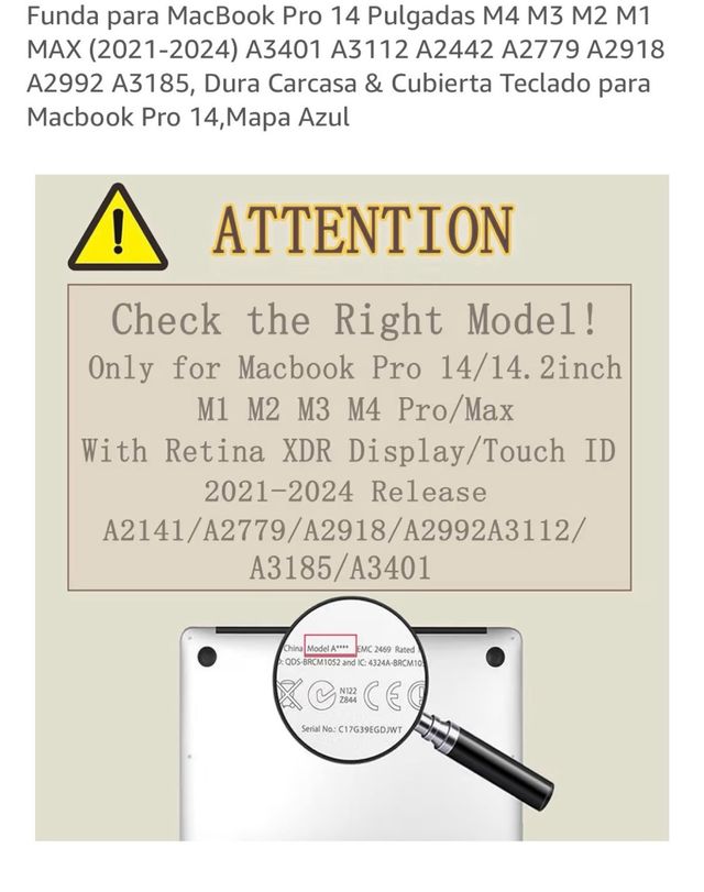 Funda Carcasa MacBook Pro 14 Mapa Azul