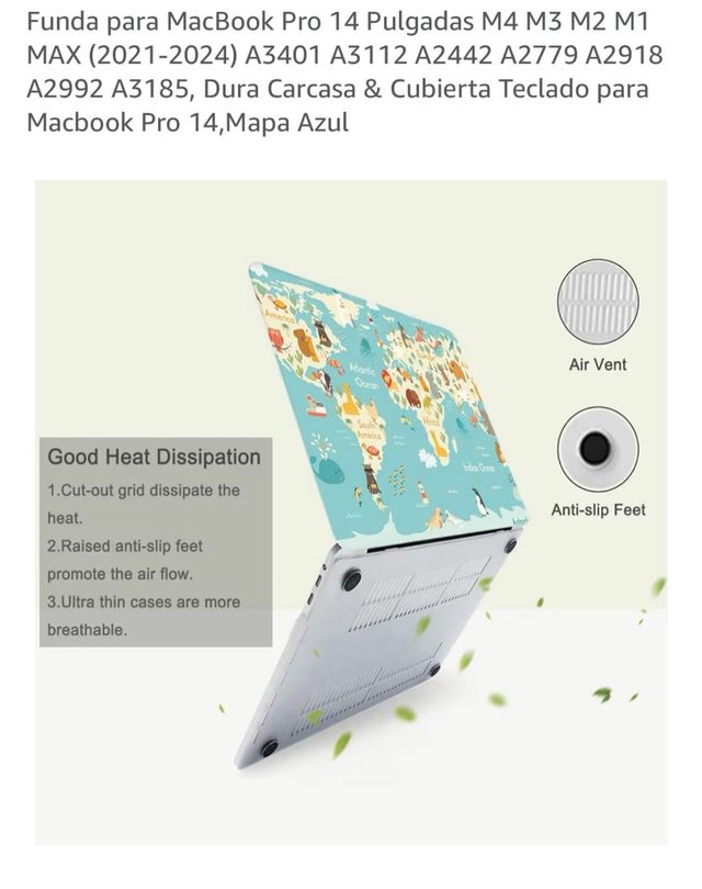 Funda Carcasa MacBook Pro 14 Mapa Azul