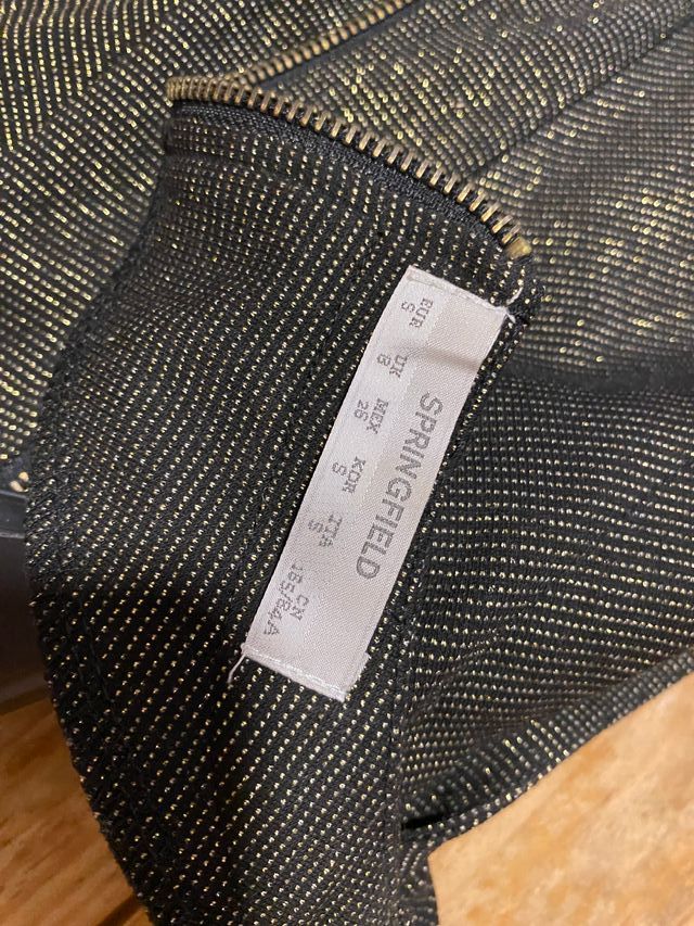 Vestido fiesta gris y dorado