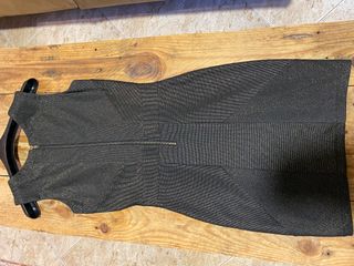 Vestido fiesta gris y dorado