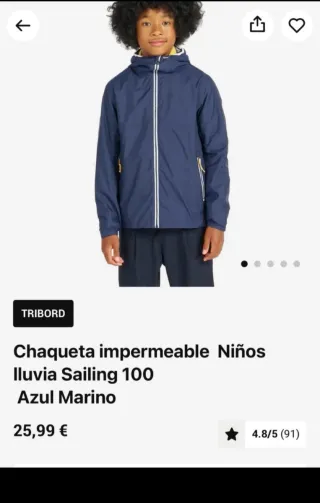 Chaqueta impermeable azul niños