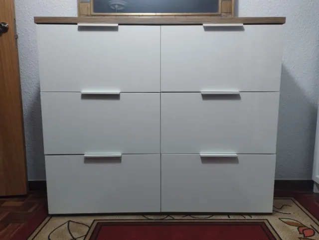 Zapatero 6 compartimentos madera y blanco.