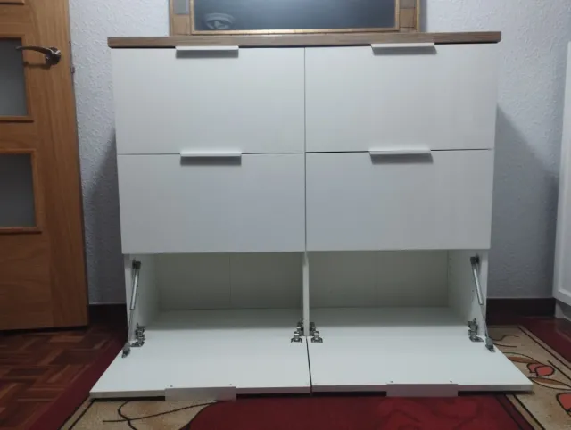 Zapatero 6 compartimentos madera y blanco.