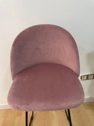 Sgabello bar alto rivestito in velluto rosa