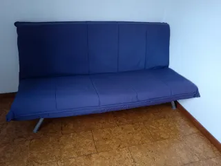 Sofá Cama Plegable Azul y Plata