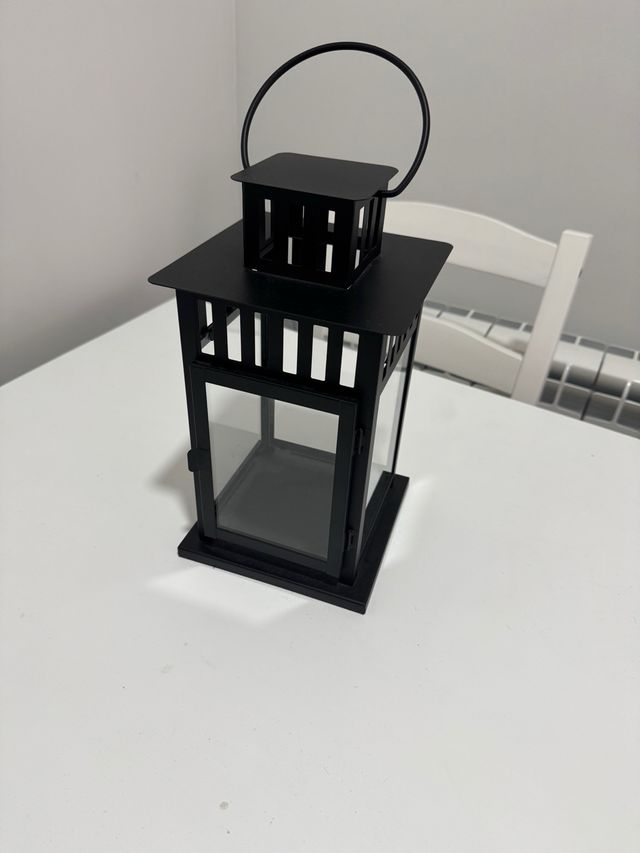 Farolillo negro Ikea cristal y metal
