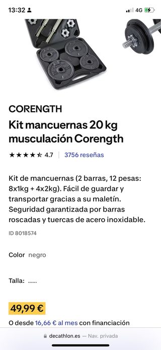 Kit Mancuernas Musculación 20kg Corength