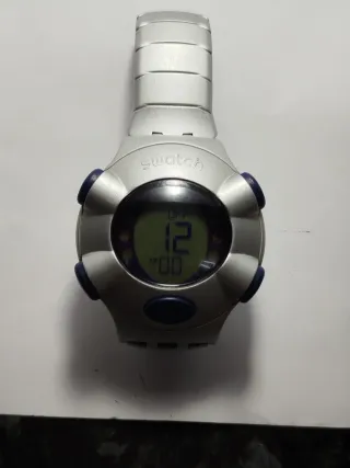 Swatch Colección Reloj Digital Plata y Azul