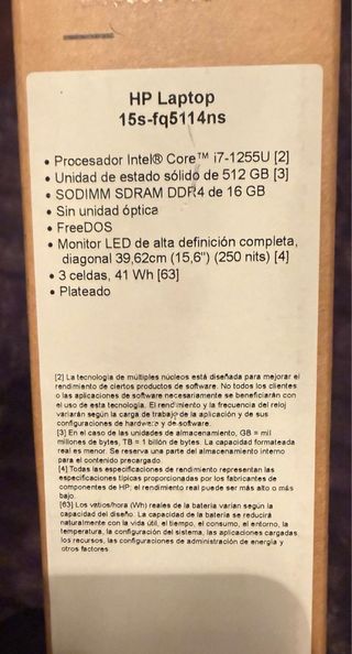 Portátil NUEVO HP Laptop 15s-fq5114ns Gris/Plata