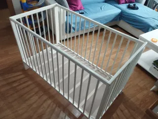 Cuna madera con colchón y funda