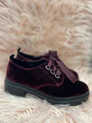 Mocasines de terciopelo burdeos