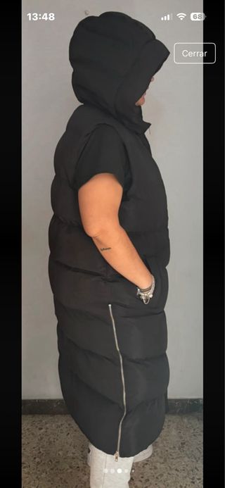 Chaleco negro largo mujer