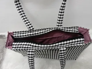 Bolso Tote Cuadros Blanco y Negro