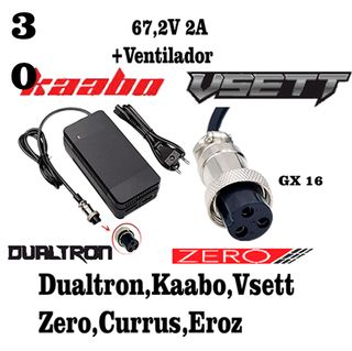 Cargador 67,2V 2A GX16 + Ventilador