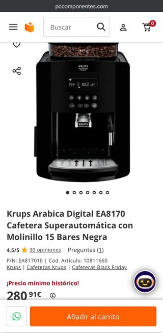 Cafetera Krups Superautomática Negra