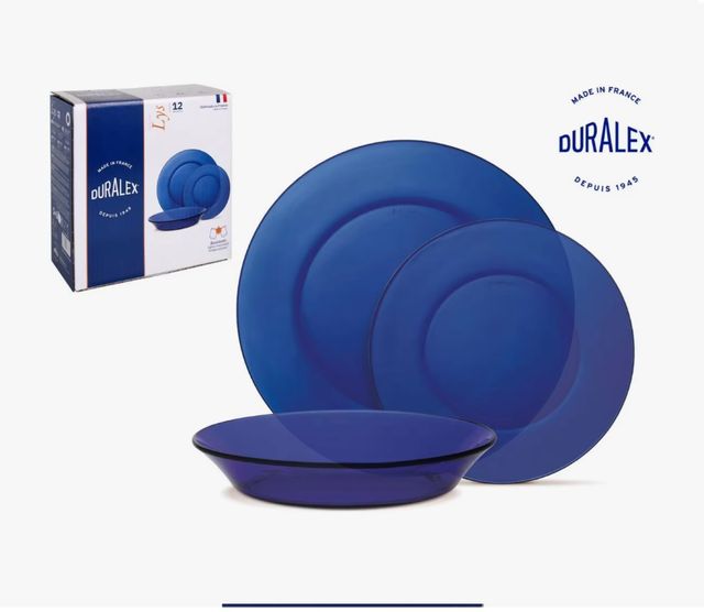 Duralex Vajilla Lys 12 piezas Vidrio Zafiro