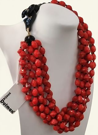 Collana Dolman multistrato rossa e nera