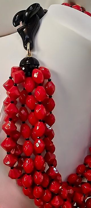 Collana Dolman multistrato rossa e nera