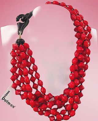 Collana Dolman multistrato rossa e nera