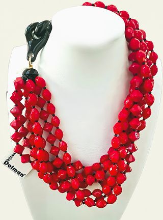 Collana Dolman multistrato rossa e nera