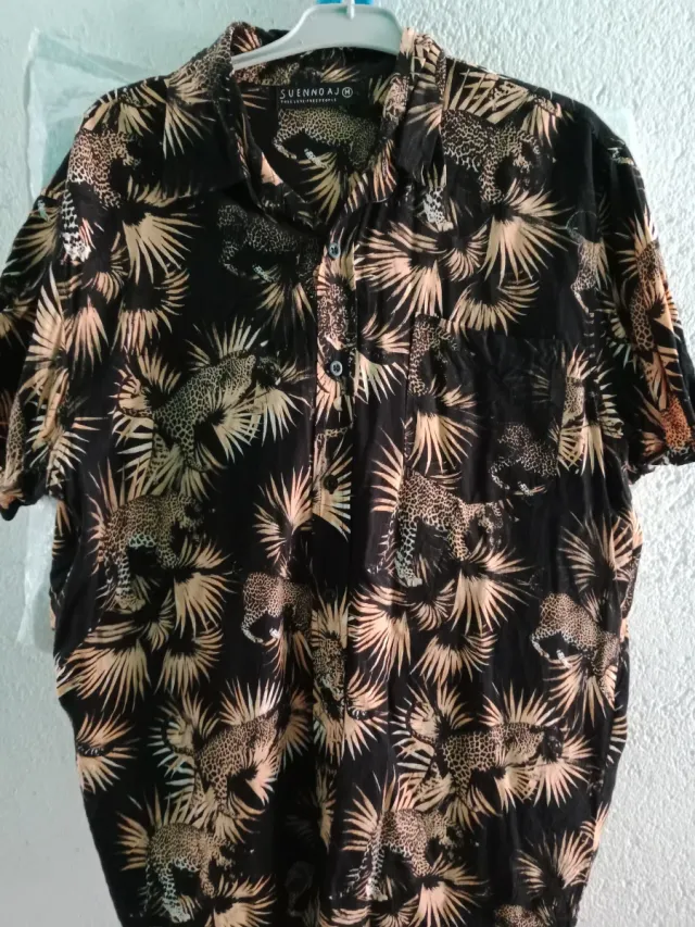 Camisa SUENNOAJ Estampado Leopardo y Hojas