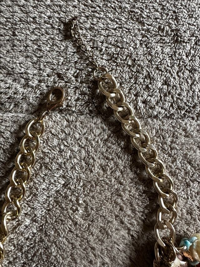 Colar de Pérolas Dourado Multicolor