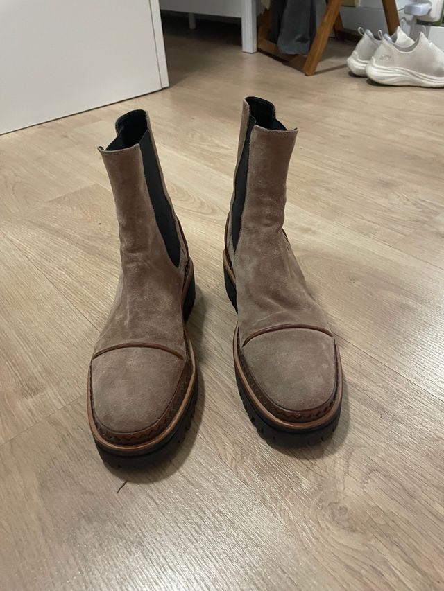 Botines beige/marrón talla 38