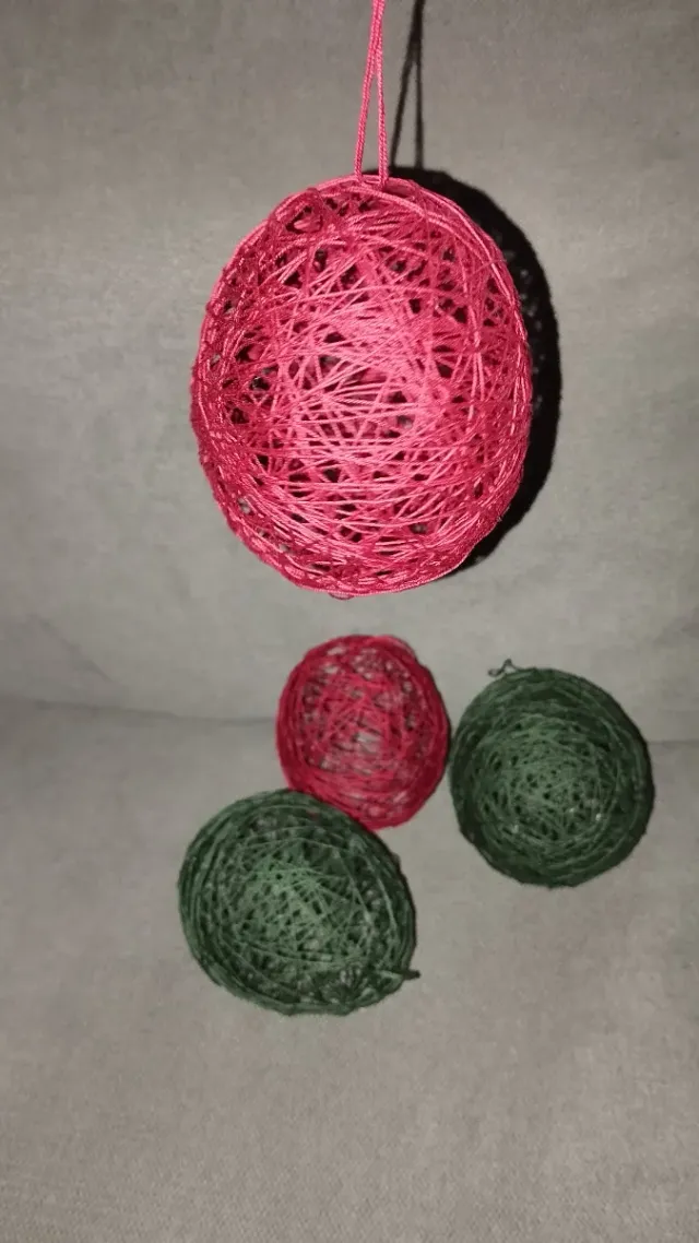 Bolas de Natal em crochê (Verde e Vermelho)
